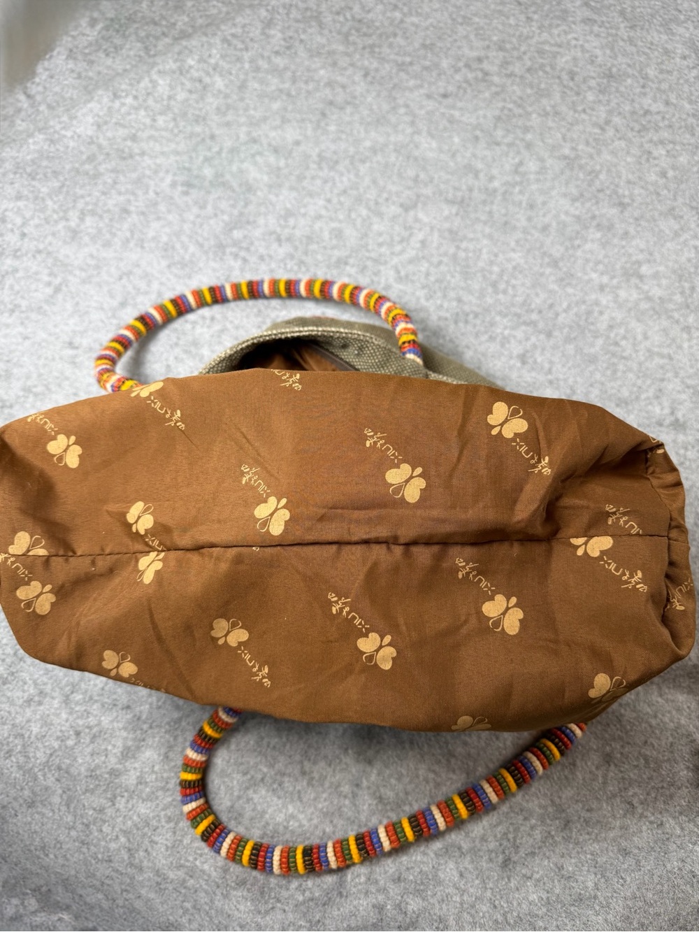 Bohemian Buddhist Inspired Hand Made Hemp Canvas Resin Yak Skull Om Symbol Tote - Picture 9 of 12